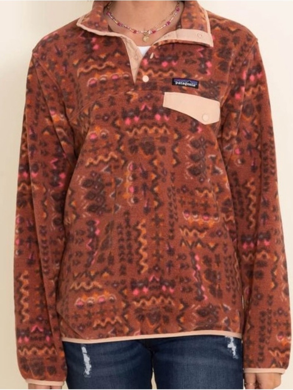 Patagonia Synchilla Snap T in Wandering Woods Sisu Brown fleece